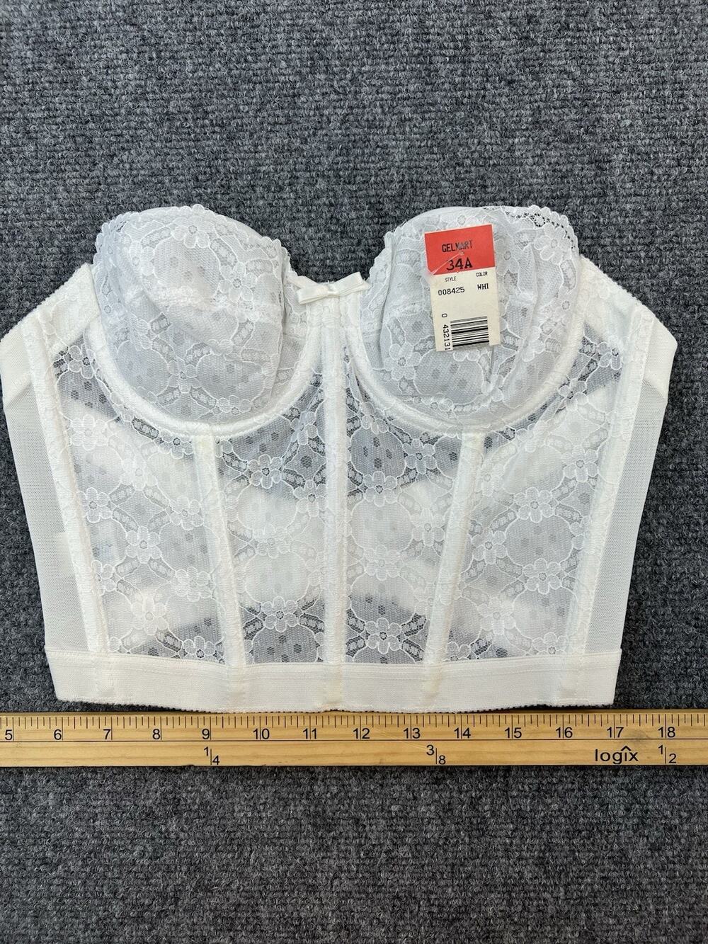 New Gelmart White Lace Bustier Corset Bra 34A Bridal Lingerie Top NWT